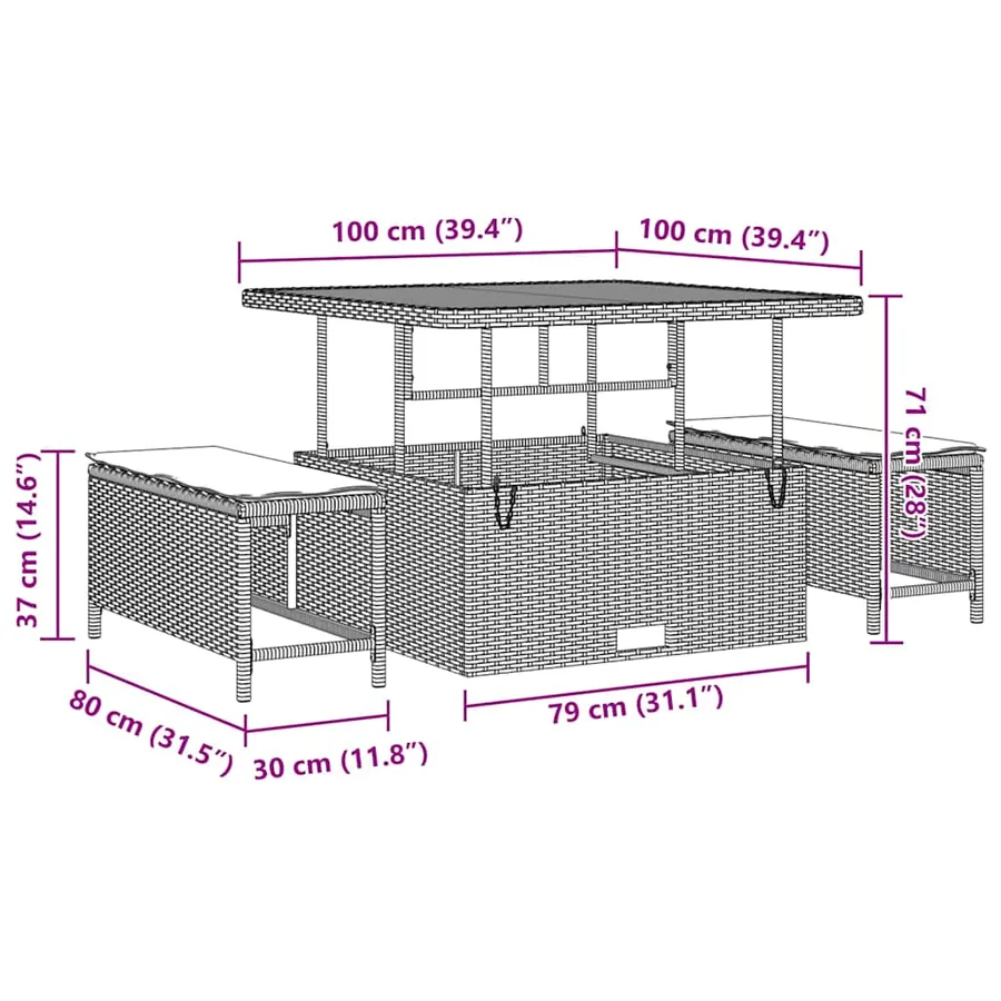 Ensemble de canapé de jardin 13 pcs Beige polyrotin - 9