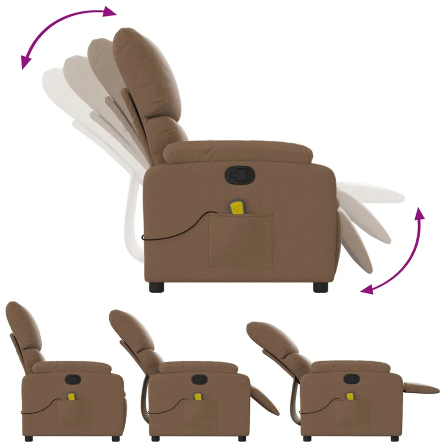 Fauteuil de massage inclinable Marron Tissu - 7