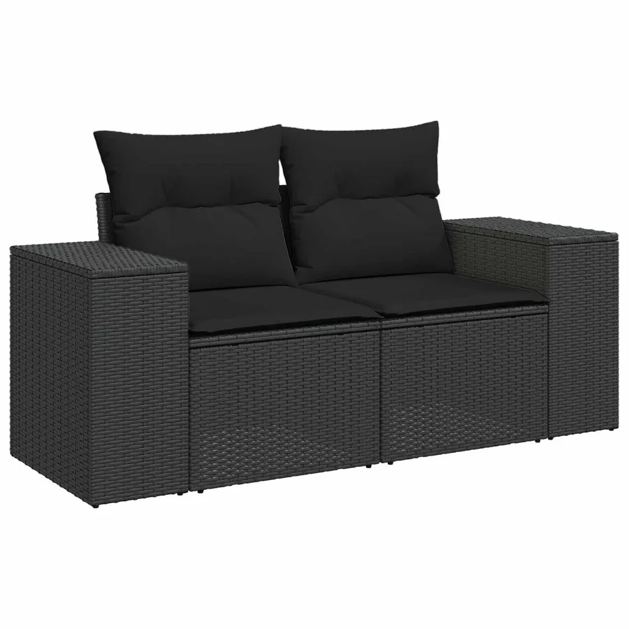 Ensemble de canapé de jardin 10 pcs Noir polyrotin - 6
