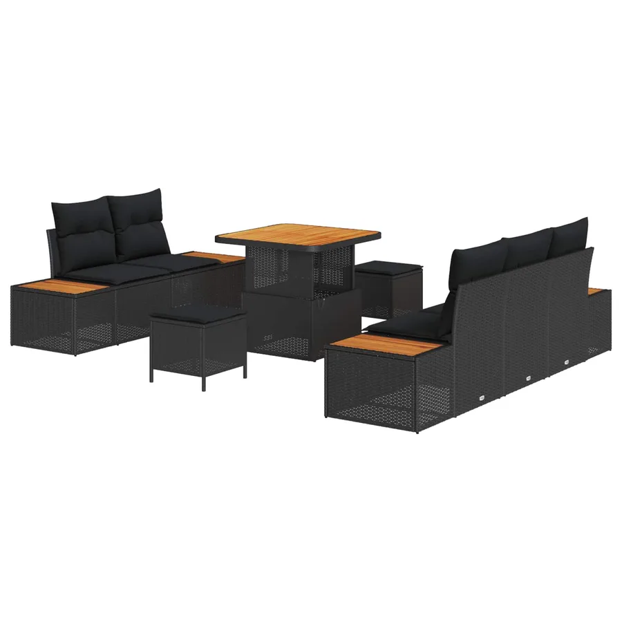 Ensemble de canapé de jardin avec coussin 8 pcs Noir - 2