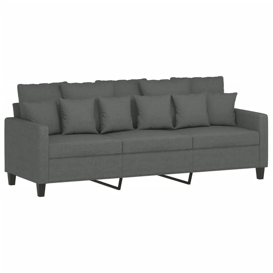 Ensemble de canapés 3 pcs coussins gris foncé tissu - 4