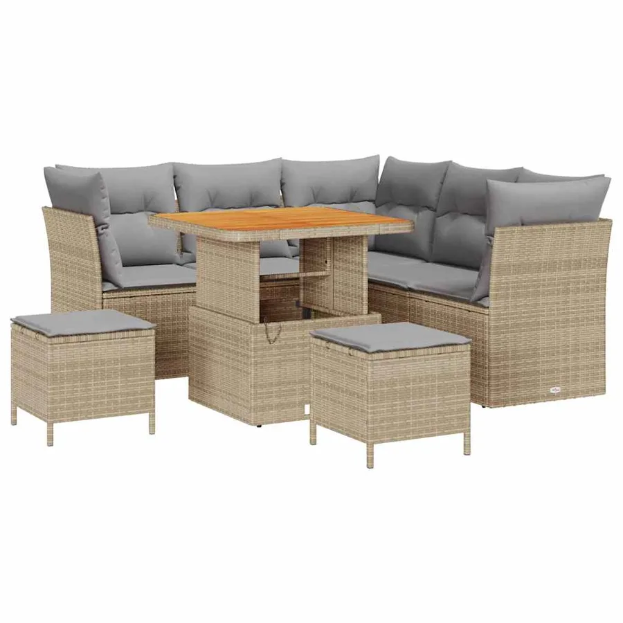 Ensemble de canapé de jardin 8 pcs beige et gris clair - 2