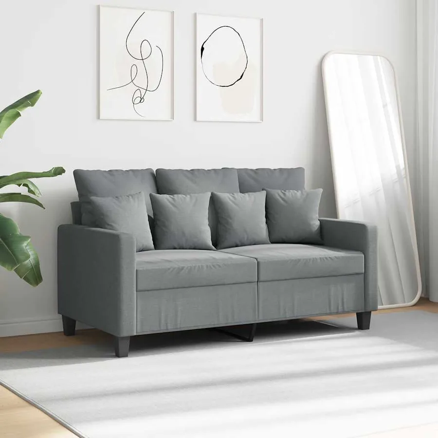 Canapé à 2 places Gris clair 120 cm Tissu - 3