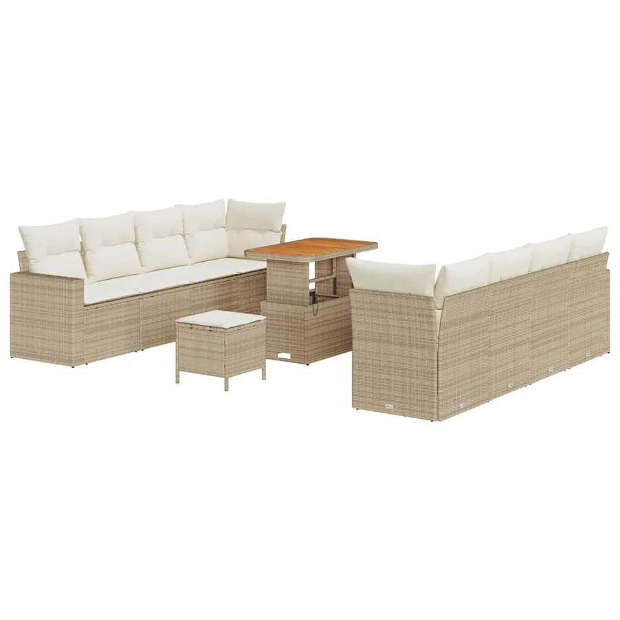 Ensemble de canapé de jardin 11 pcs Beige polyrotin - 2