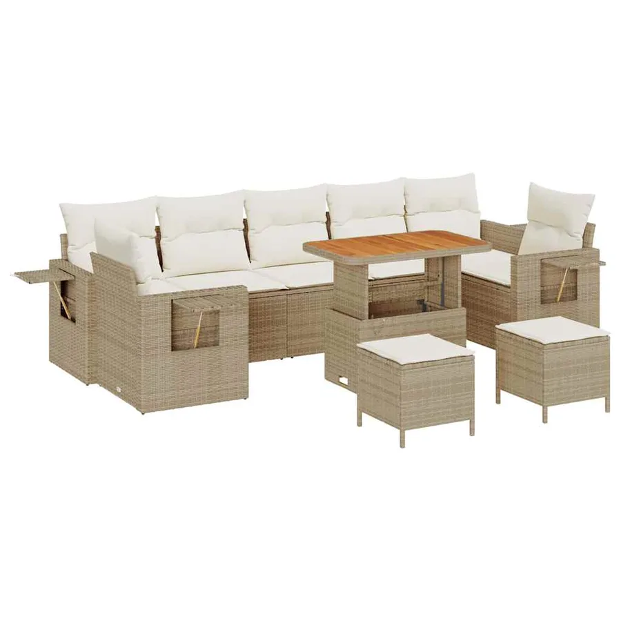 Ensemble de canapé de jardin 10 pcs Beige polyrotin - 2