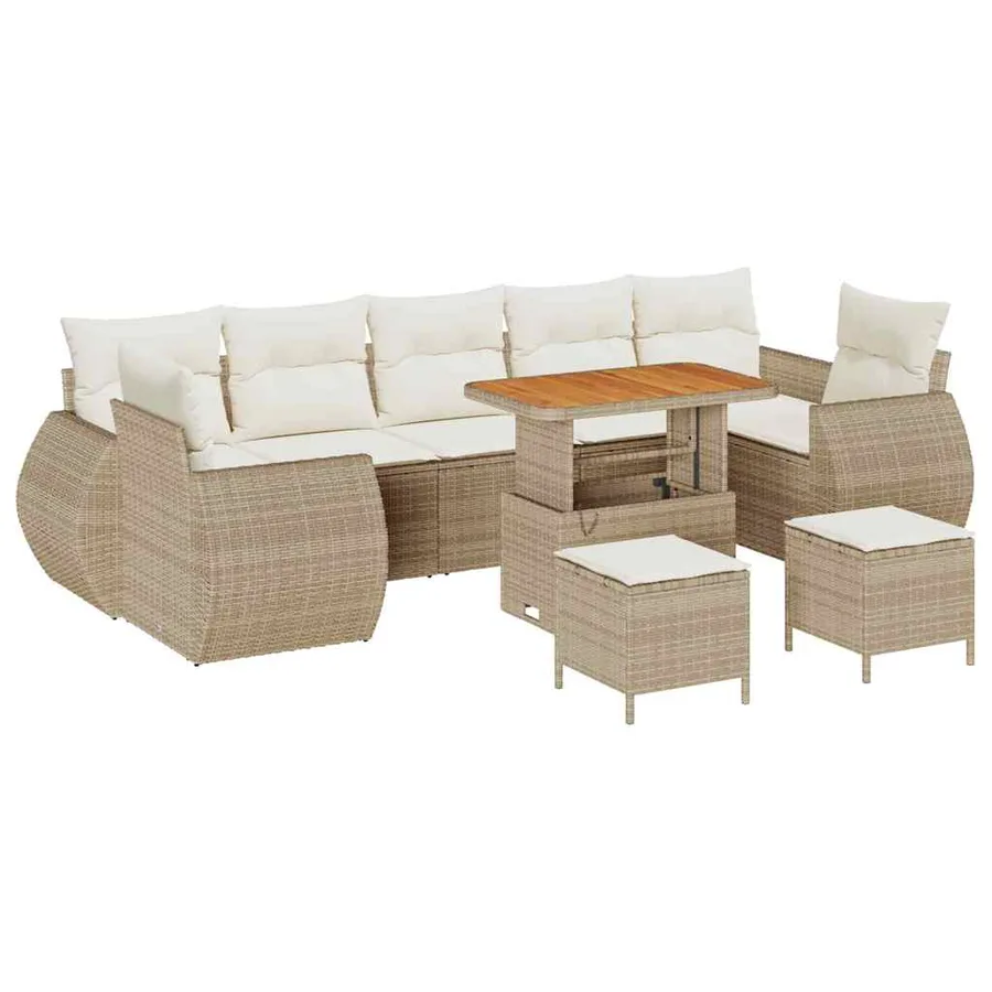 Ensemble de canapé de jardin 10 pcs Beige polyrotin - 2