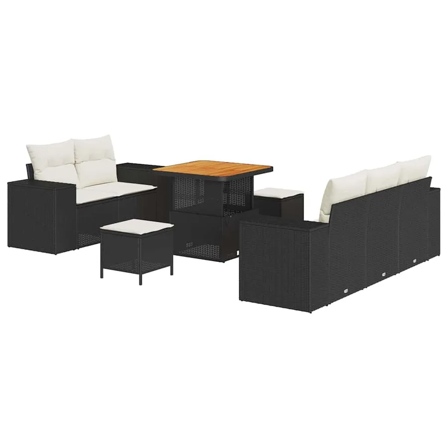 Ensemble de canapé de jardin 8 pcs Noir polyrotin - 2