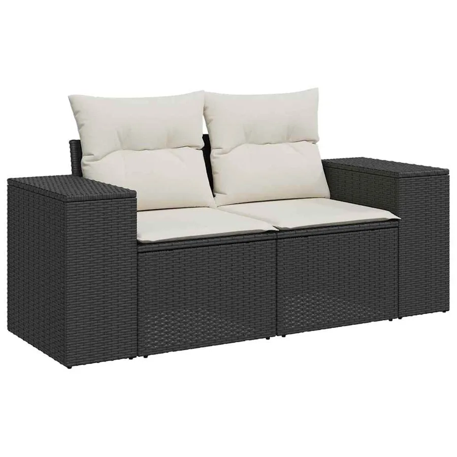 Ensemble de canapé de jardin 8 pcs Noir polyrotin - 6