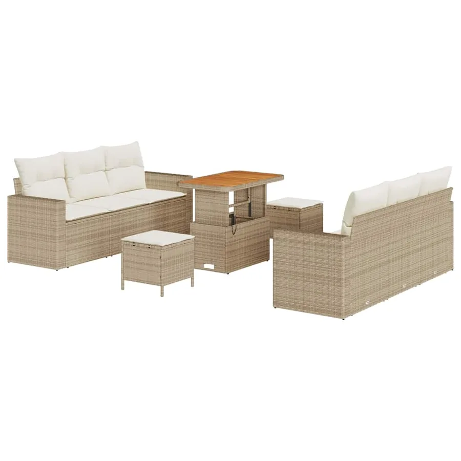 Ensemble de canapé de jardin avec coussin 9 pcs beige et crème - 2