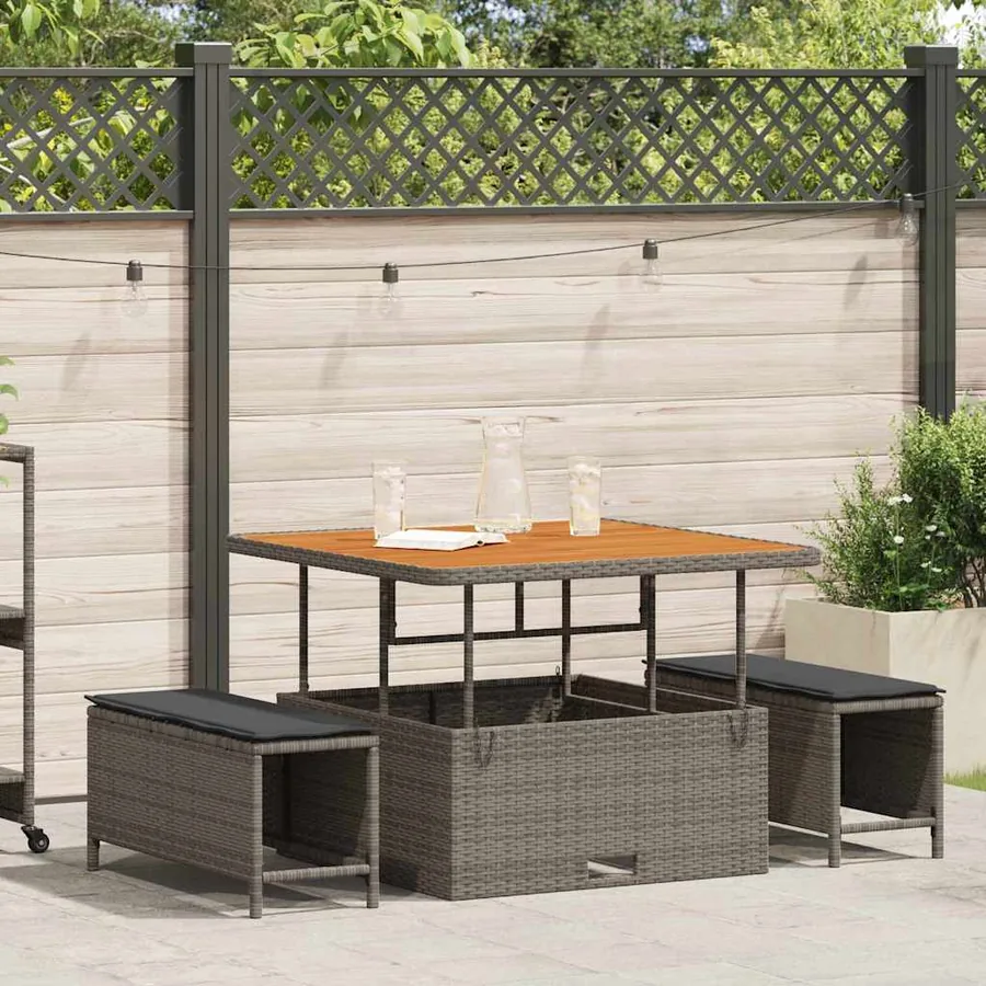 Ensemble de salle à manger pour jardin Gris polyrotin