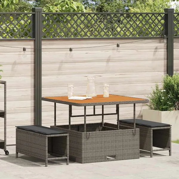 Ensemble de salle à manger pour jardin Gris polyrotin