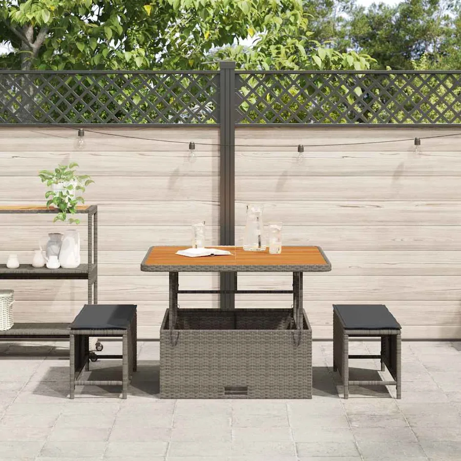 Ensemble de salle à manger pour jardin Gris polyrotin - 4