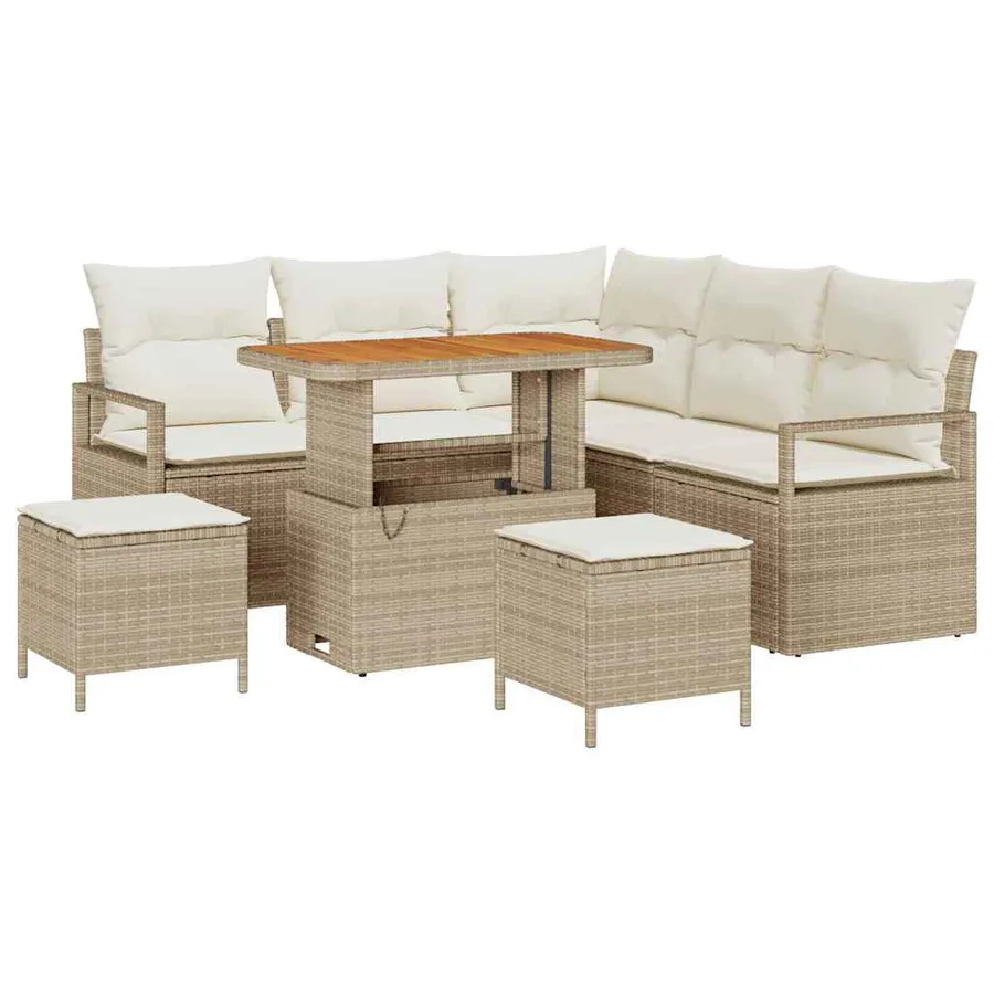 Ensemble de canapé de jardin avec coussin 8 pcs Beige et crème - 2