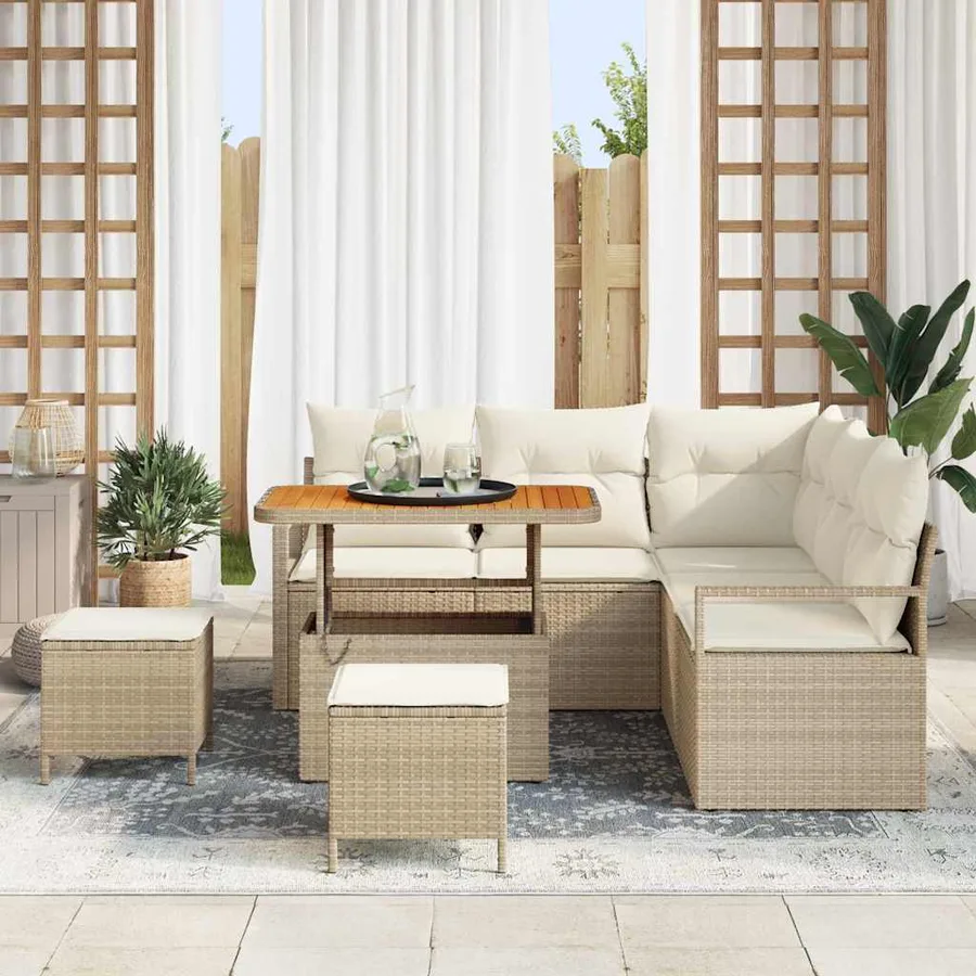 Ensemble de canapé de jardin avec coussin 8 pcs Beige et crème - 3