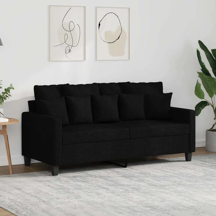 Canapé à 2 places Noir 140 cm Tissu