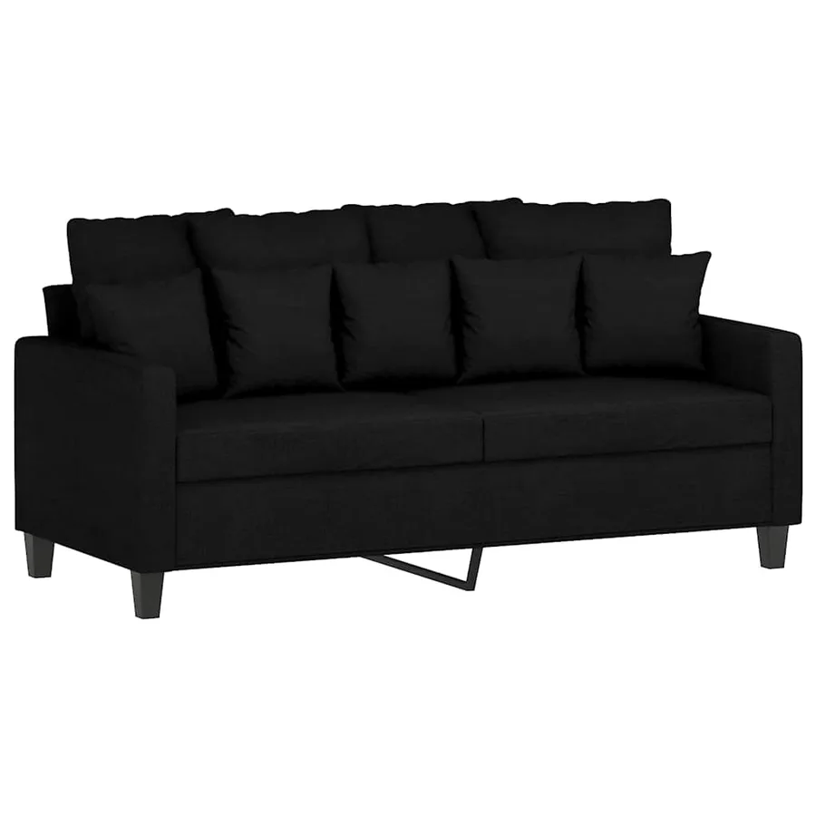 Canapé à 2 places Noir 140 cm Tissu - 2