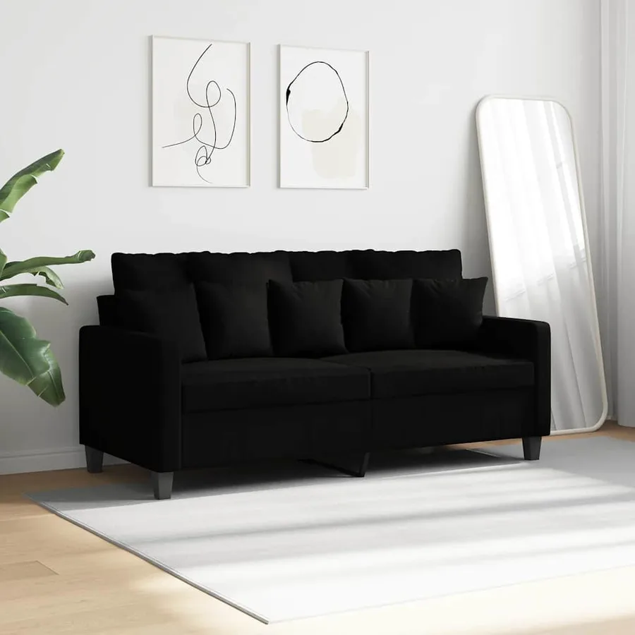 Canapé à 2 places Noir 140 cm Tissu - 3