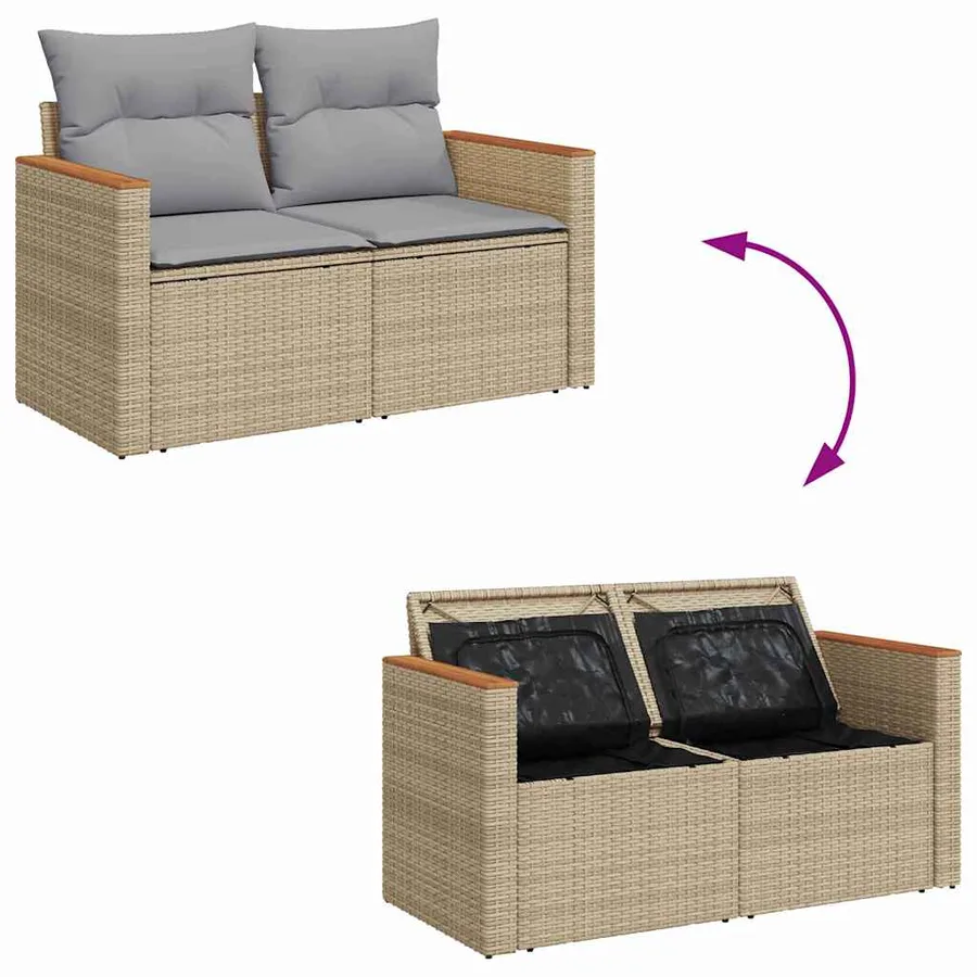 Ensemble de canapé de jardin 13 pcs Beige polyrotin - 8