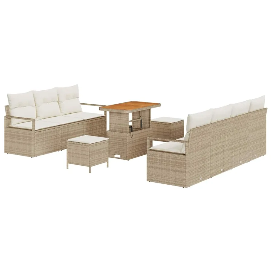 Ensemble de canapé de jardin avec coussin 10 pcs Beige et crème - 2