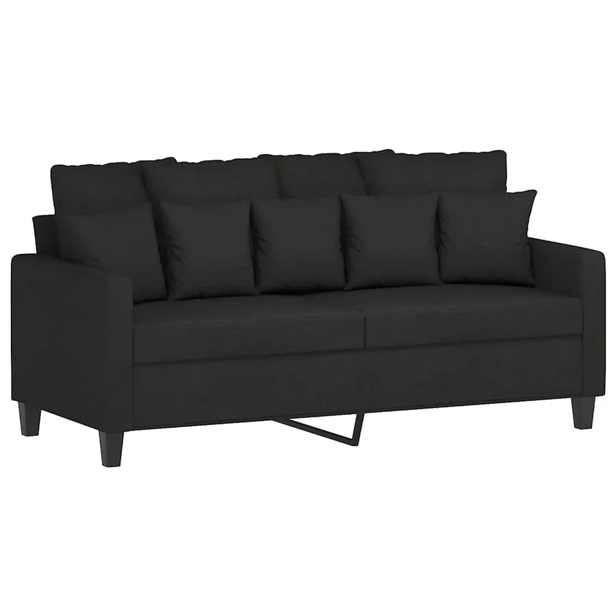 Ensemble de canapés 2 pcs avec coussins Noir Tissu - 4