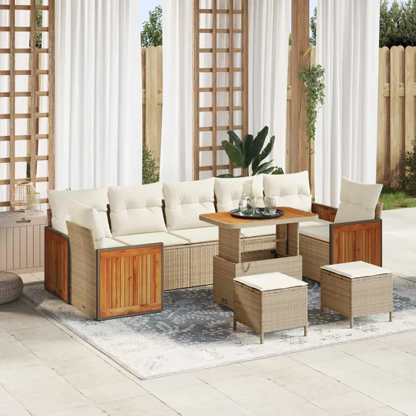 Ensemble de canapé de jardin avec coussin 10 pcs Beige et crème