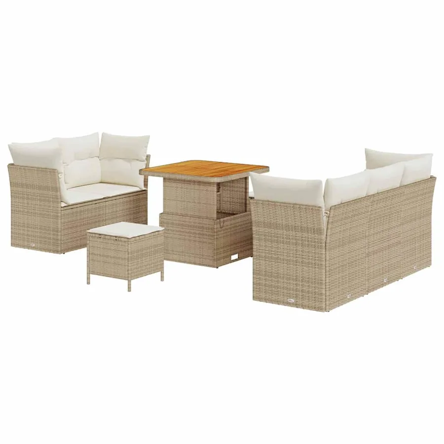 Ensemble de canapé de jardin avec coussin 8 pcs beige et crème - 2
