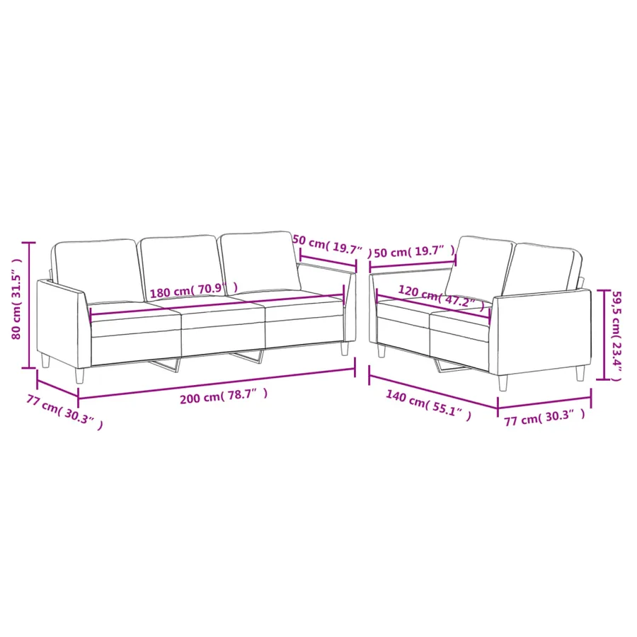 Ensemble de canapés 2 pcs avec coussins Gris Similicuir - 7