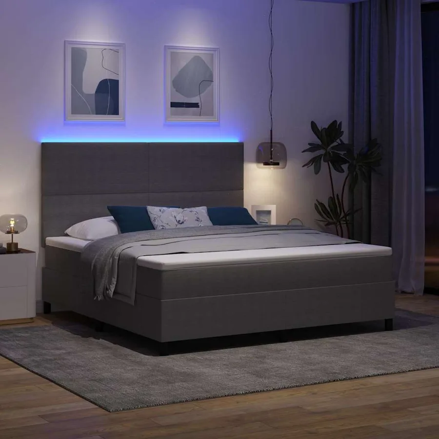 Lit à ressort LED Gris clair et blanc 180 x 200 cm - 5