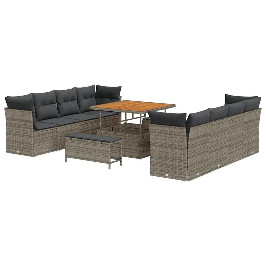 Ensemble de canapé de jardin 11 pcs Gris polyrotin - 2