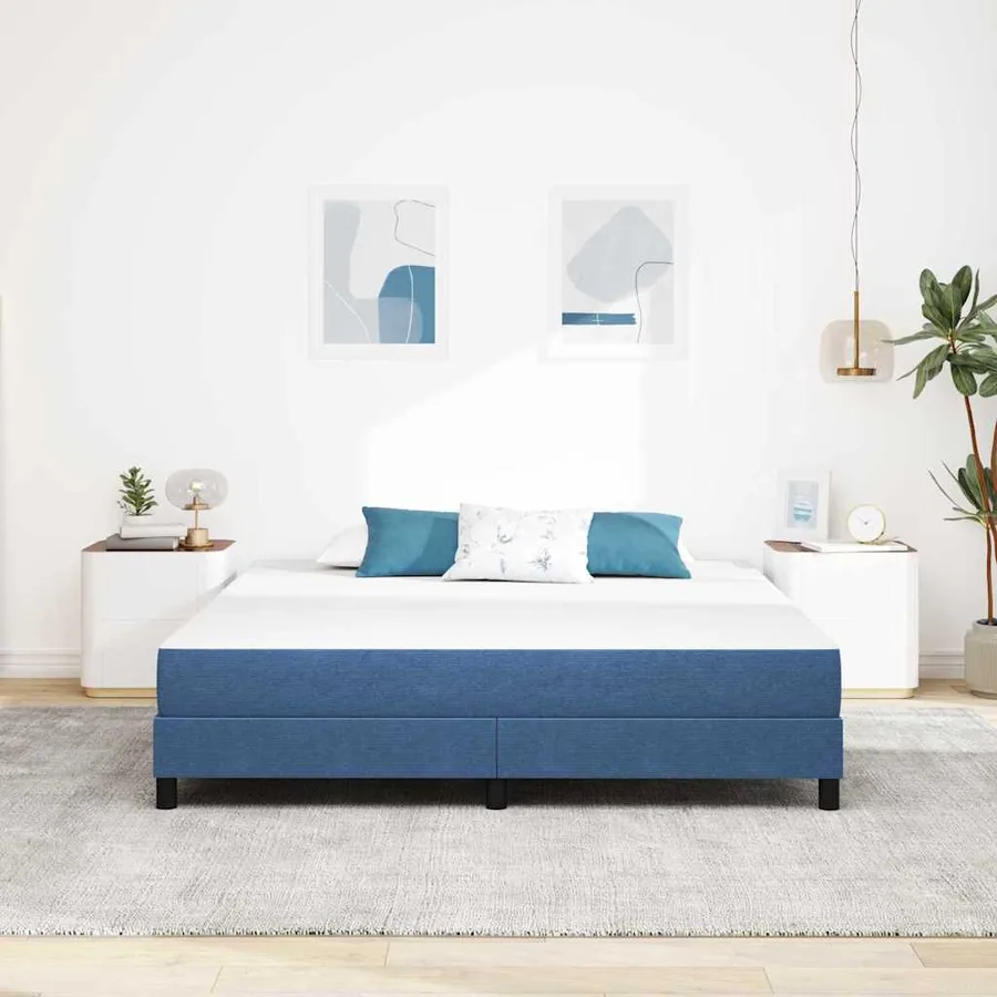 Matelas de Lit avec matelas Bleu 180 x 200 cm tissu - 3