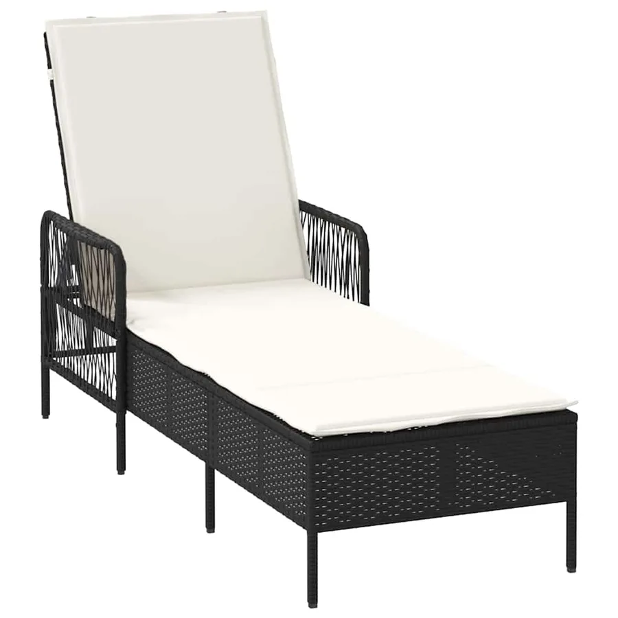 Transat Noir et blanc crème 55 x 200 x 92 cm polyrotin - 2