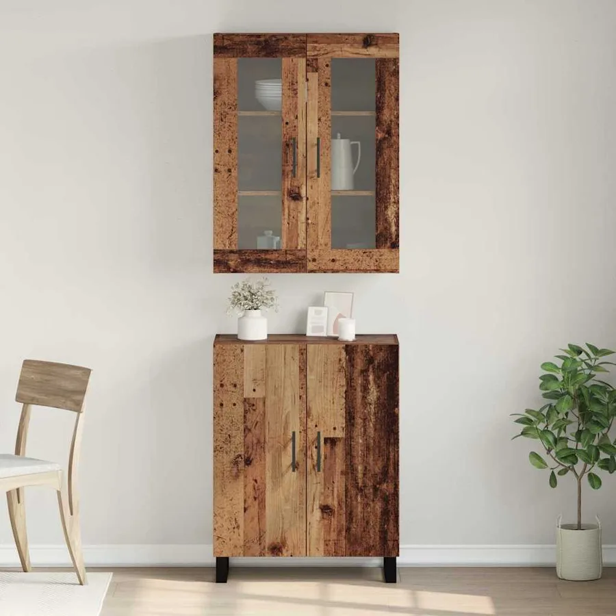 Haut Armoire 2 pcs Bois ancien Bois d'ingénierie - 4