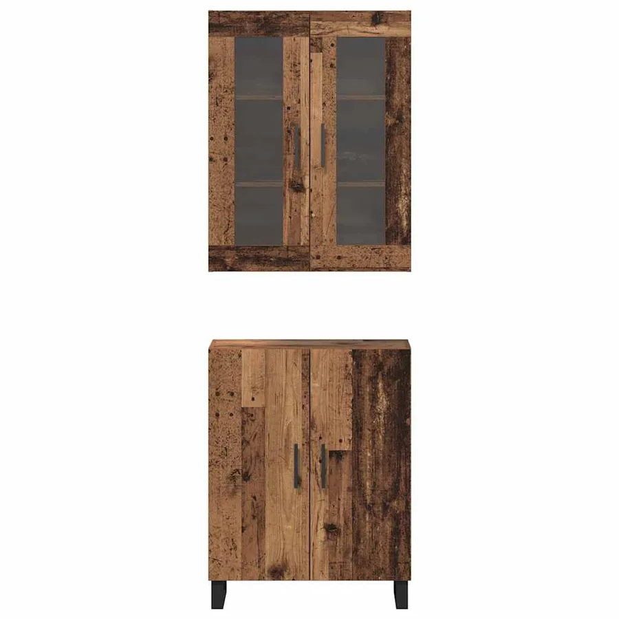 Haut Armoire 2 pcs Bois ancien Bois d'ingénierie - 6