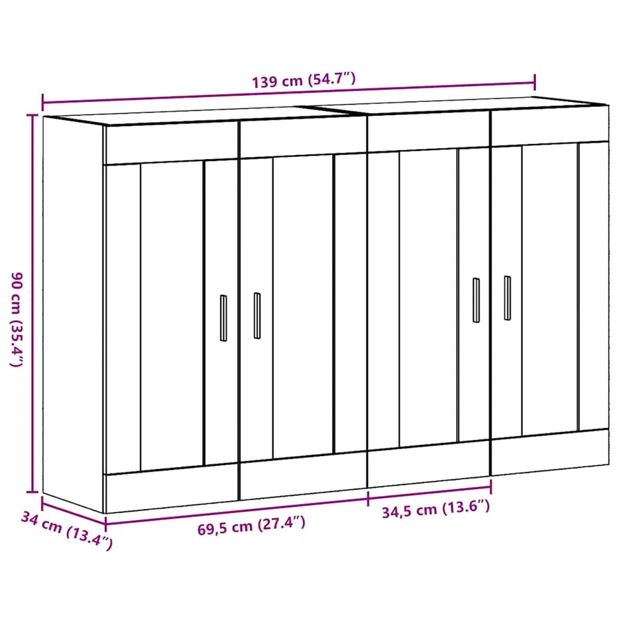 Armoires Murailles 2 pcs chêne artisanal 69,5 x 34 x 90 cm - 11