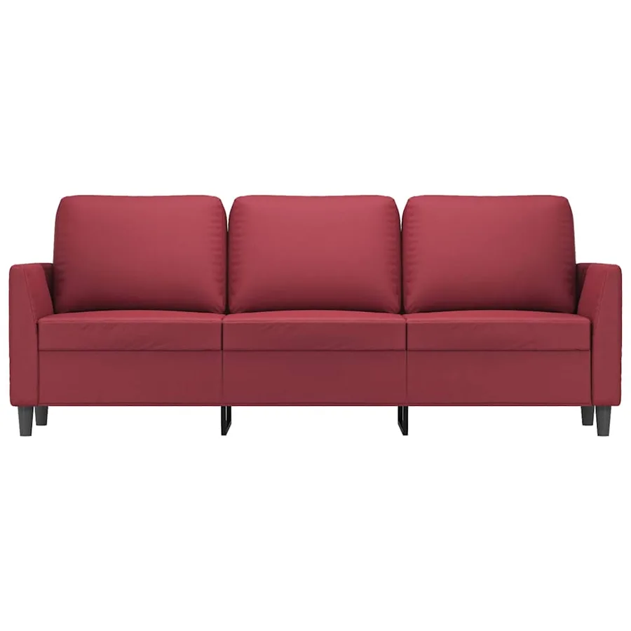 Canapé à 3 places Rouge bordeaux 180 cm Similicuir - 4