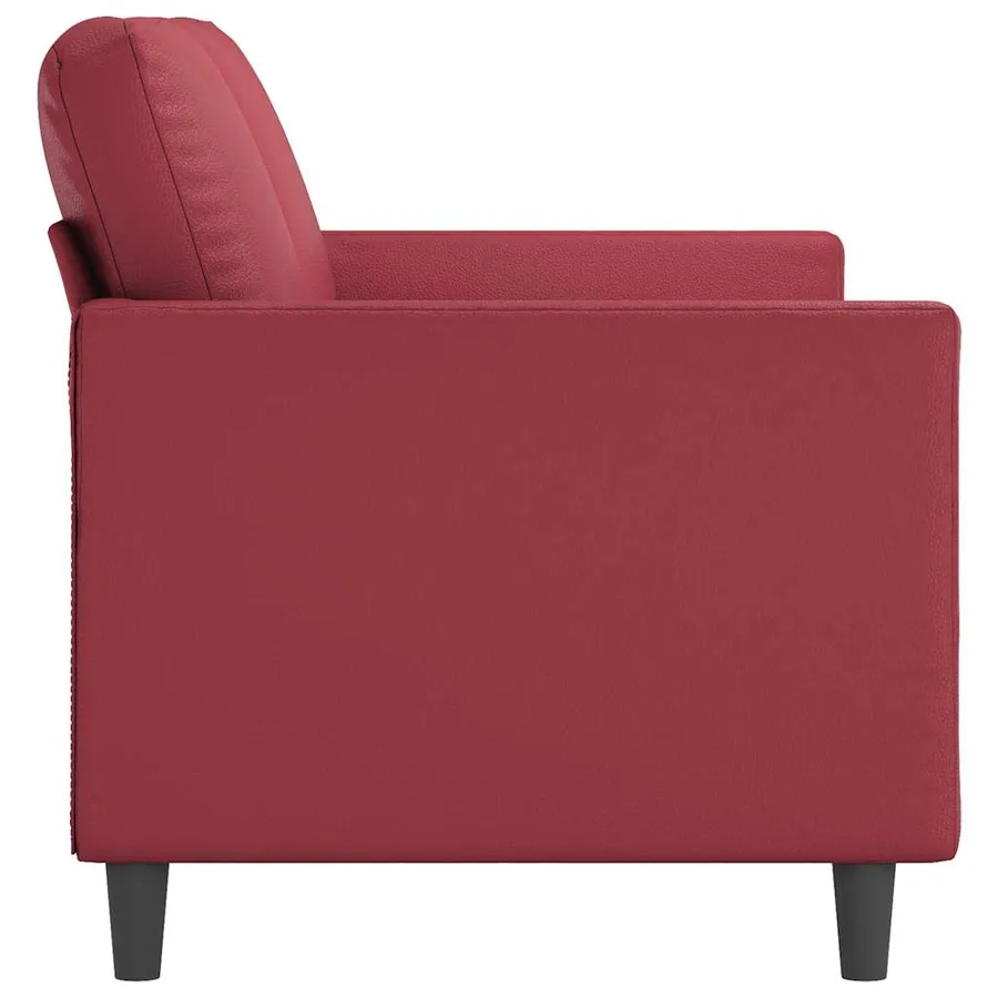 Canapé à 3 places Rouge bordeaux 180 cm Similicuir - 5