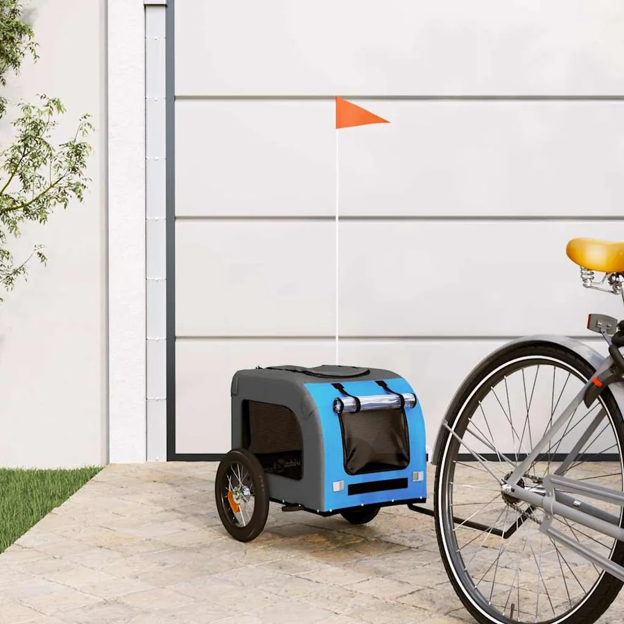 Remorque de vélo pour animaux de compagnie bleu et gris