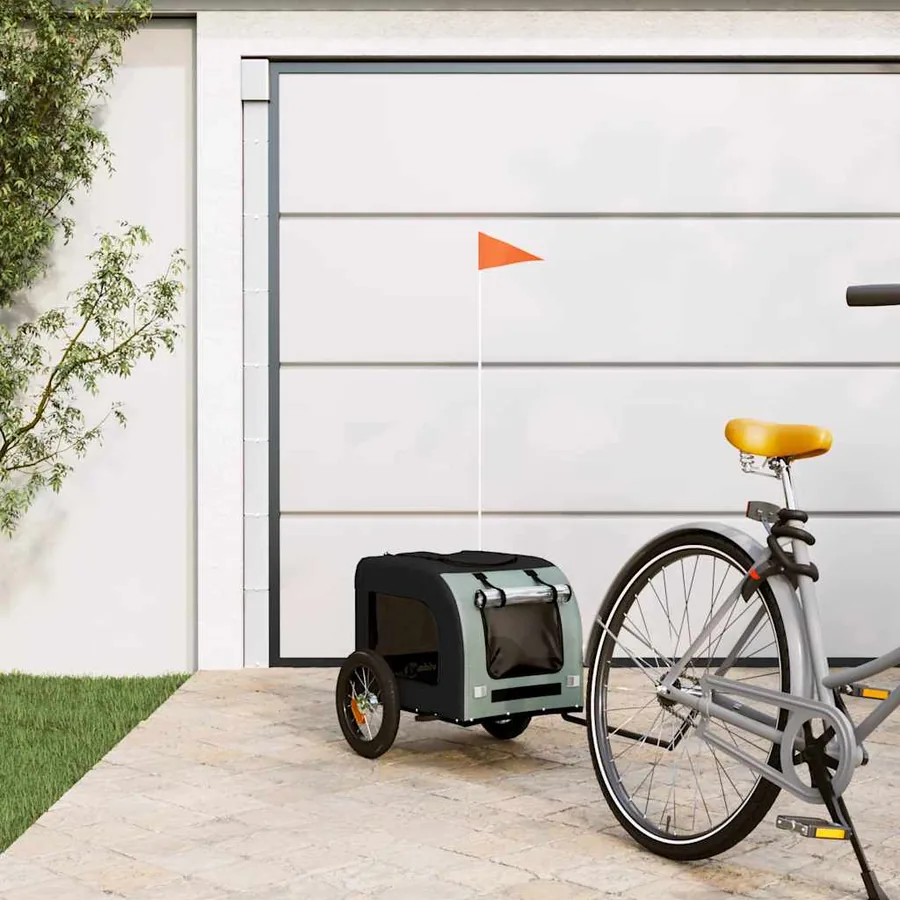 Remorque de vélo pour animaux de compagnie gris et noir