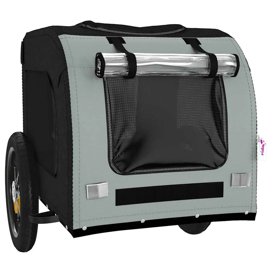 Remorque de vélo pour animaux de compagnie gris et noir - 5