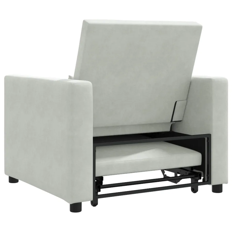 Canapé-lit escamotable simple avec des roues Gris clair Velours - 5
