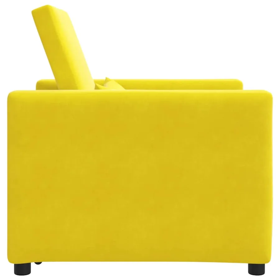 Canapé-lit escamotable simple avec des roues Jaune Velours - 6