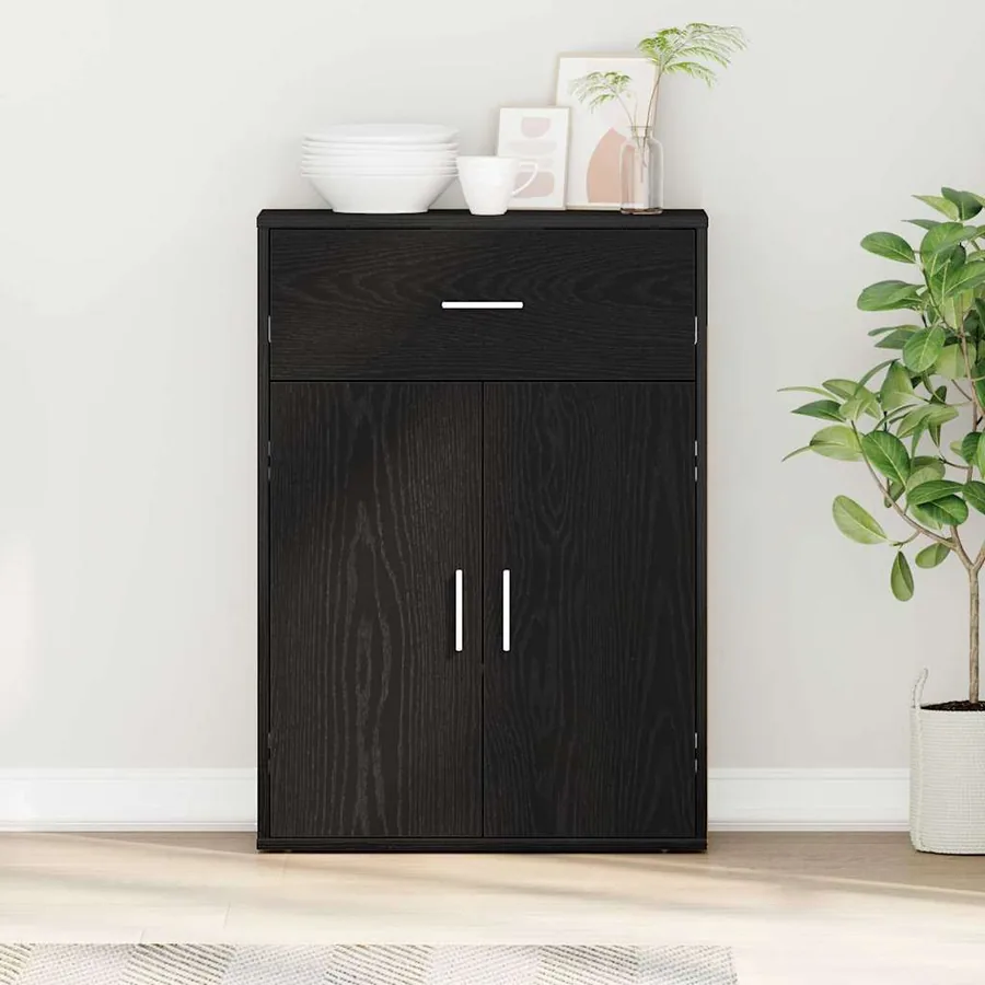 Buffet avec tiroir Chêne noir 60 x 30 x 84 cm Bois d'ingénierie