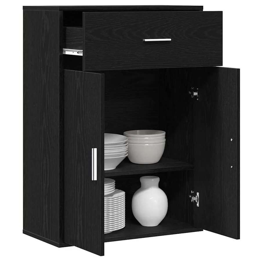 Buffet avec tiroir Chêne noir 60 x 30 x 84 cm Bois d'ingénierie - 3