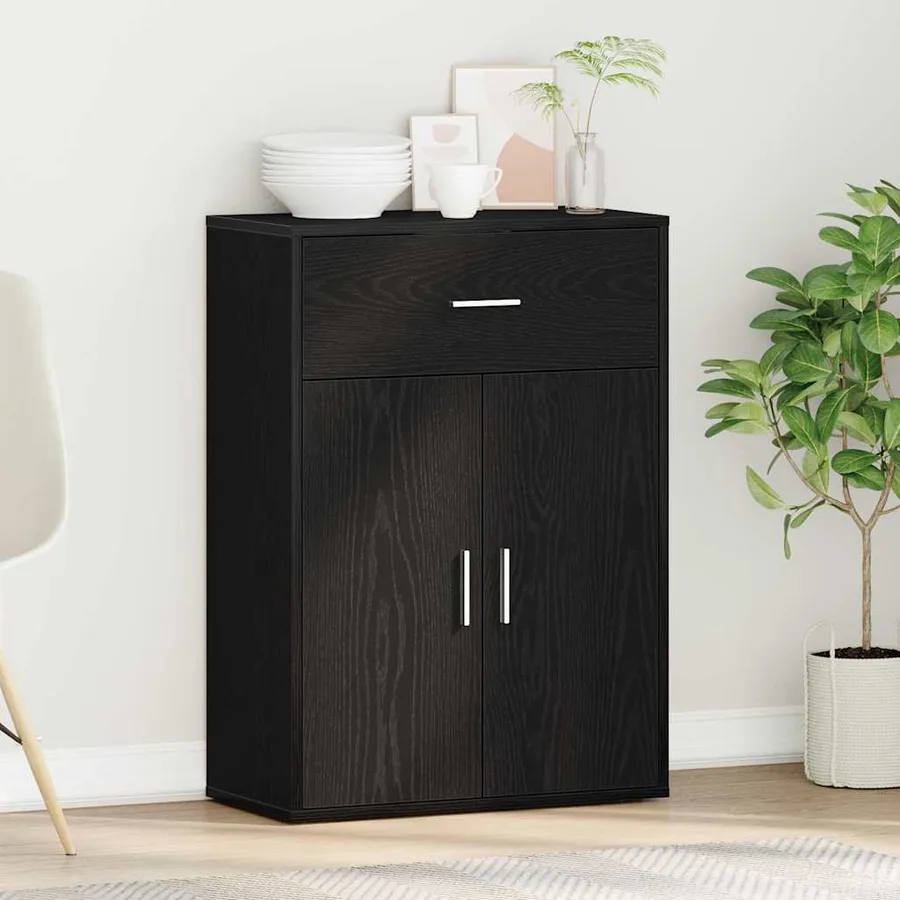 Buffet avec tiroir Chêne noir 60 x 30 x 84 cm Bois d'ingénierie - 4