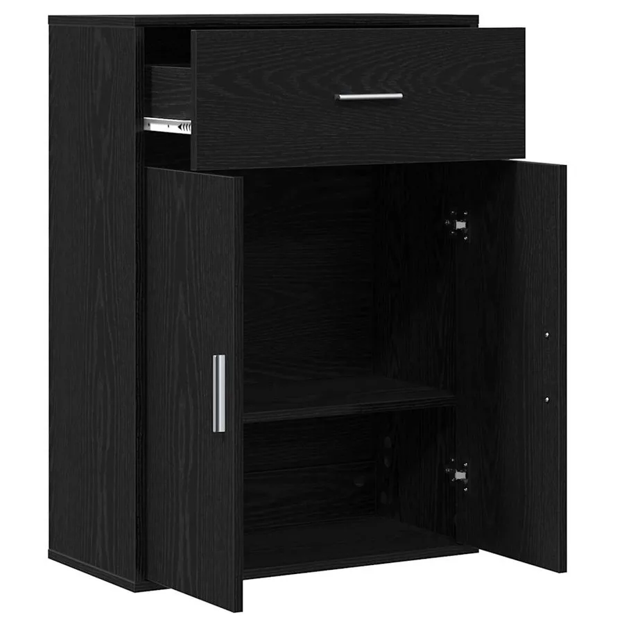 Buffet avec tiroir Chêne noir 60 x 30 x 84 cm Bois d'ingénierie - 5