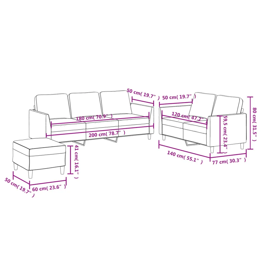 Ensemble de canapés 3 pcs avec coussins Cappuccino Similicuir - 9