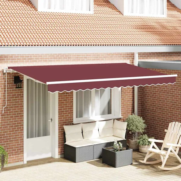 Auvent Rétractable Bordeaux 350 x 200 cm tissu