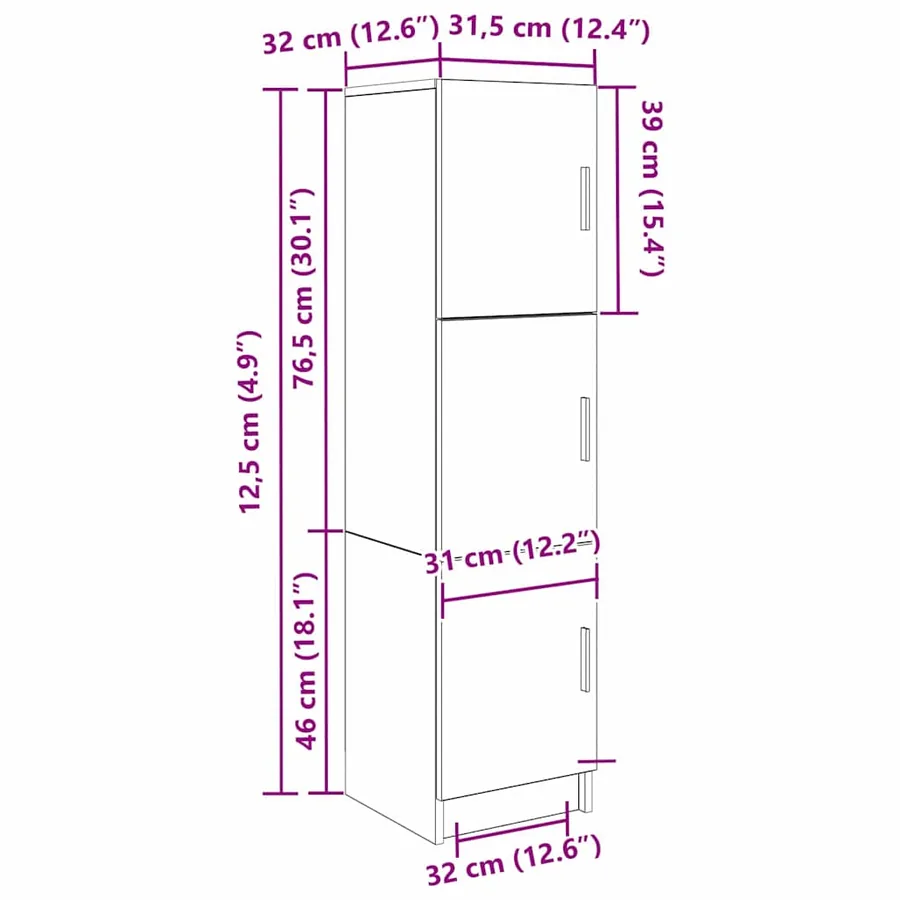 Haut Armoire Gris Sonoma 31.5 x 32 x 122.5 cm - 13
