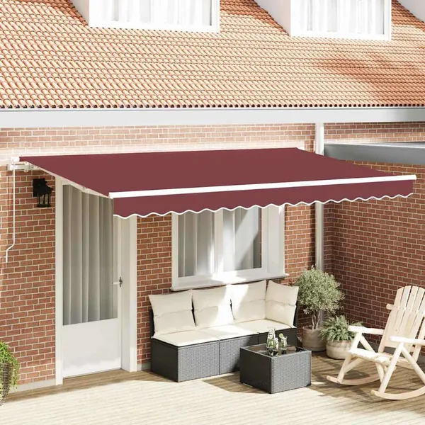 Auvent Rétractable Bordeaux 400 x 200 cm tissu