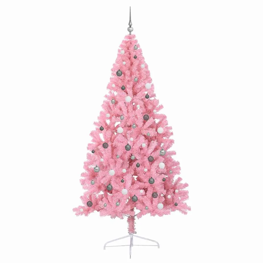 Sapin de Noël artificiel pré-éclairé Rose 240 cm PVC - 5